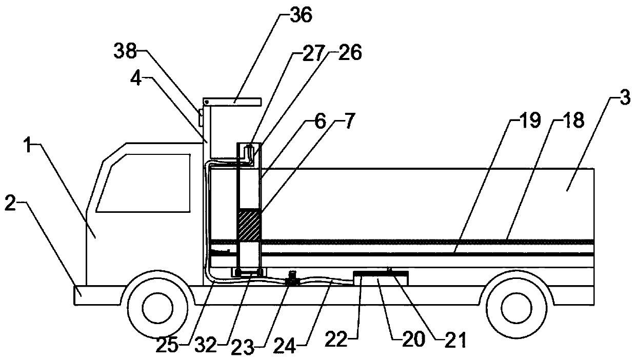 Garbage truck carrying garbage can