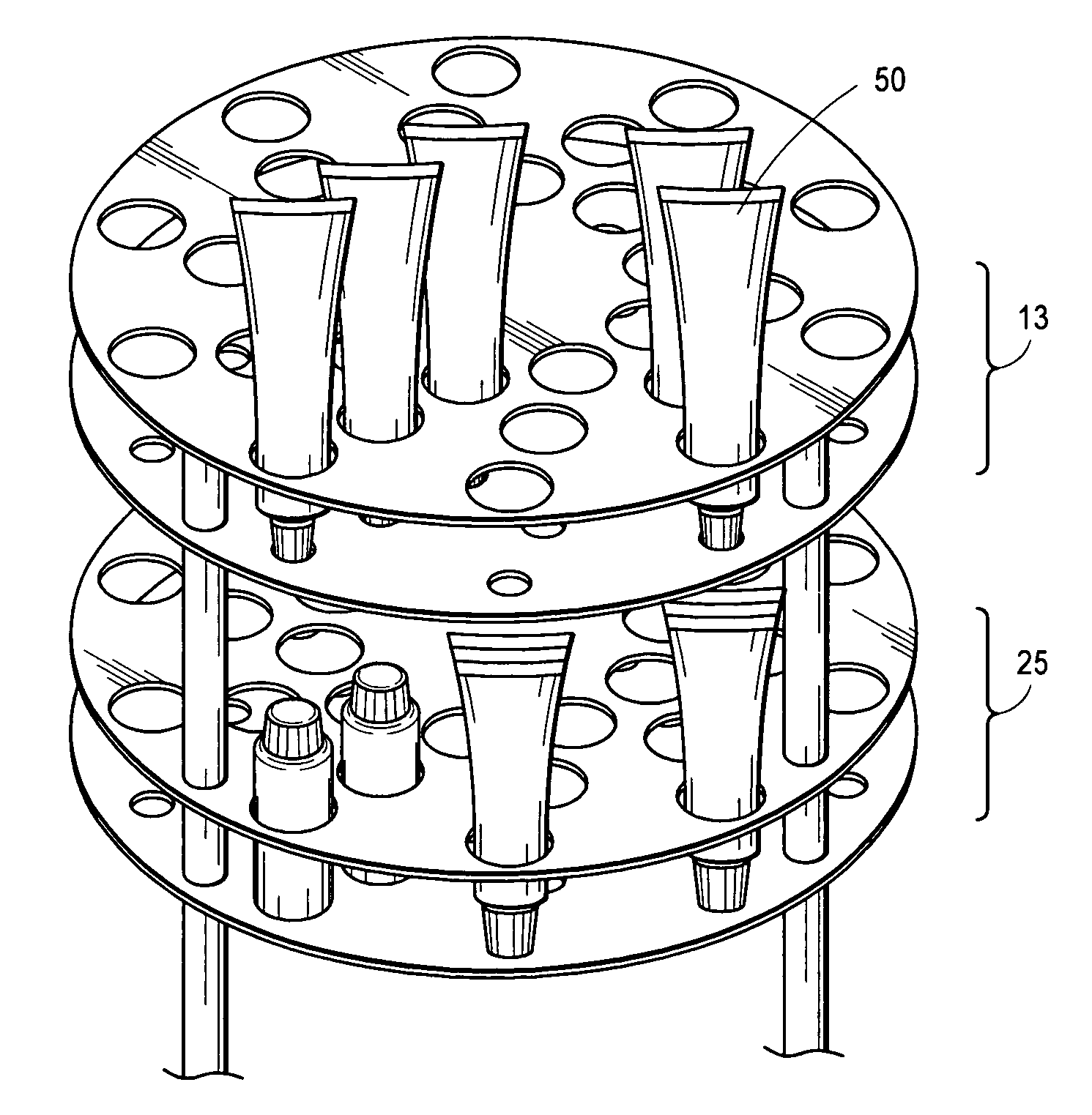 Rotating stand (carousel) bottle and tube holder