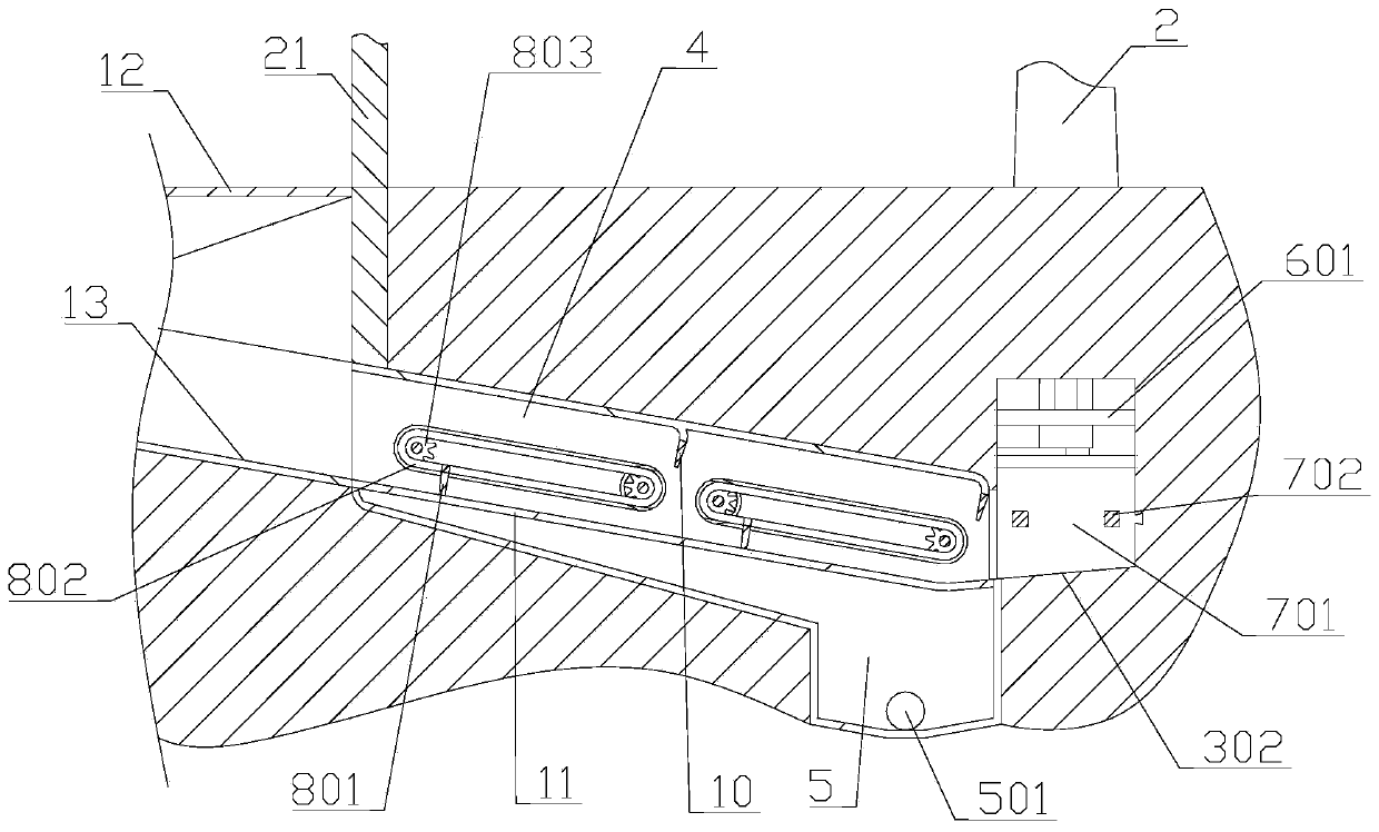 Livestock farm with excrement transiting capacity and excrement transiting method