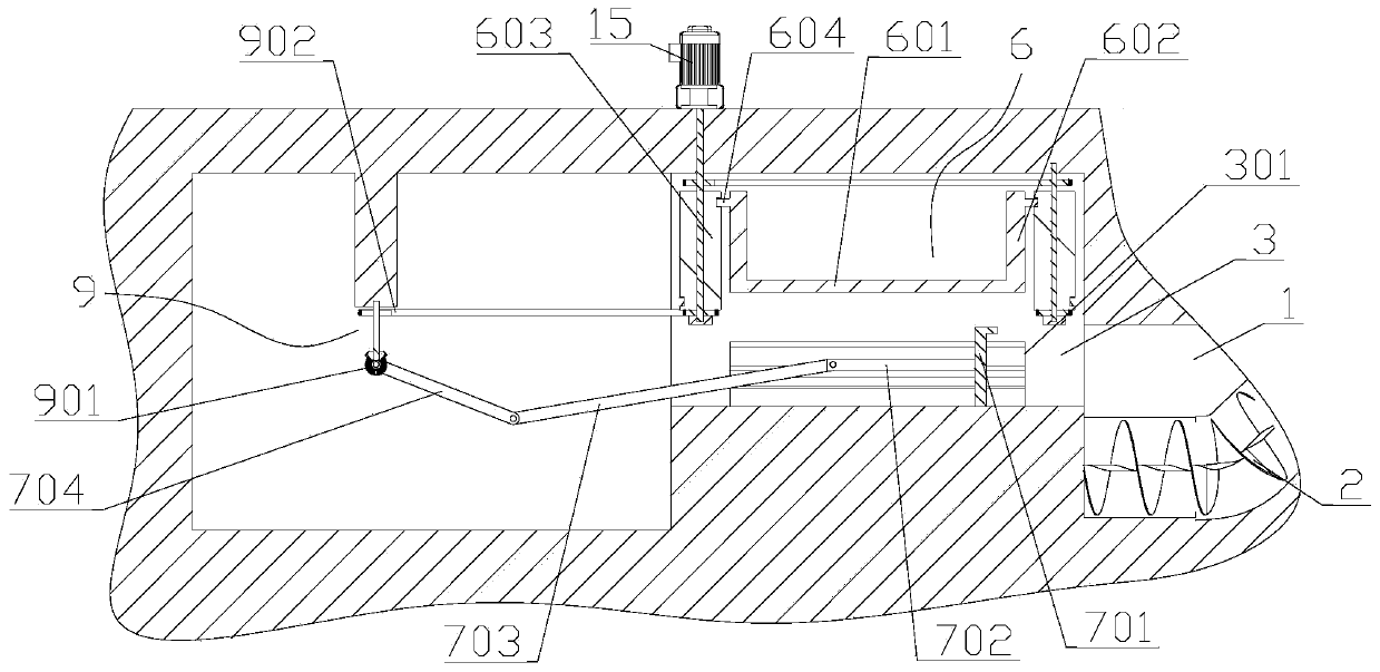 Livestock farm with excrement transiting capacity and excrement transiting method