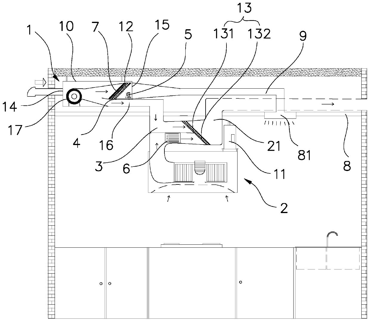 Kitchen air adjusting system