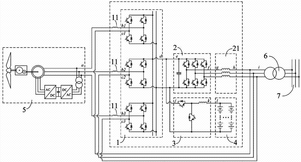 Energy storage type electric energy quality regulator for wind power generation system