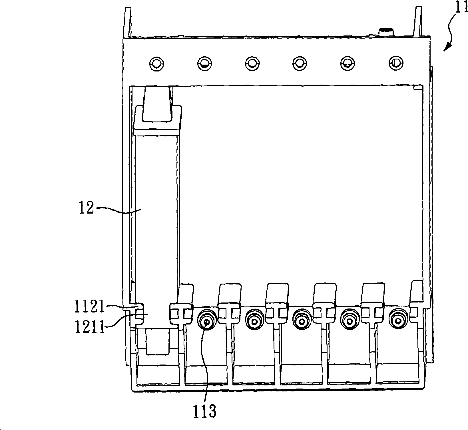 Ink-feeding cartridge containing element for cutting-off ink