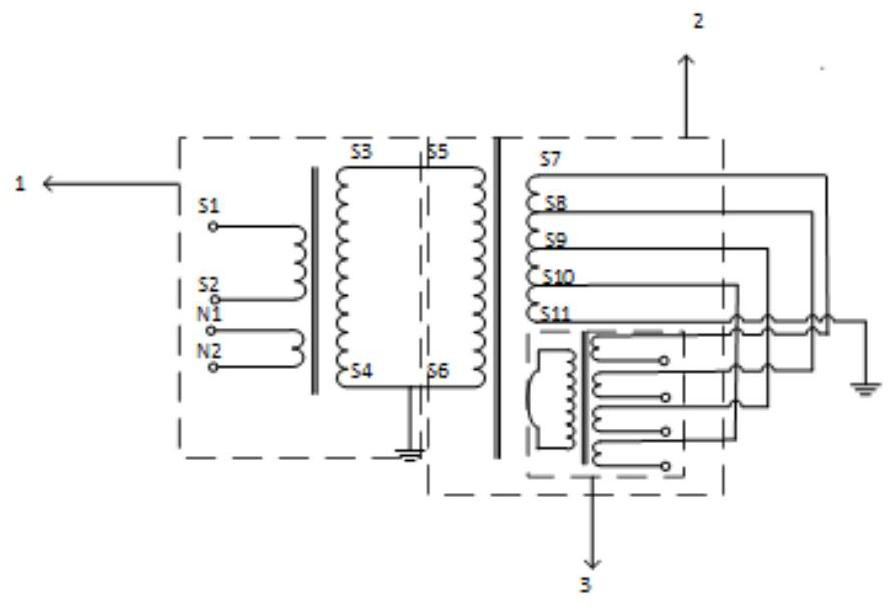 Partial-discharge-free self-boosting multi-transformation-ratio standard voltage transformer and test method