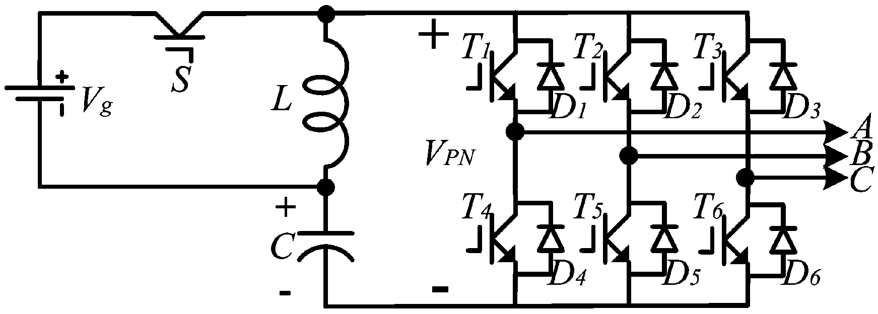 Wide range voltage adjustable buck-boost single-stage inverter circuit device