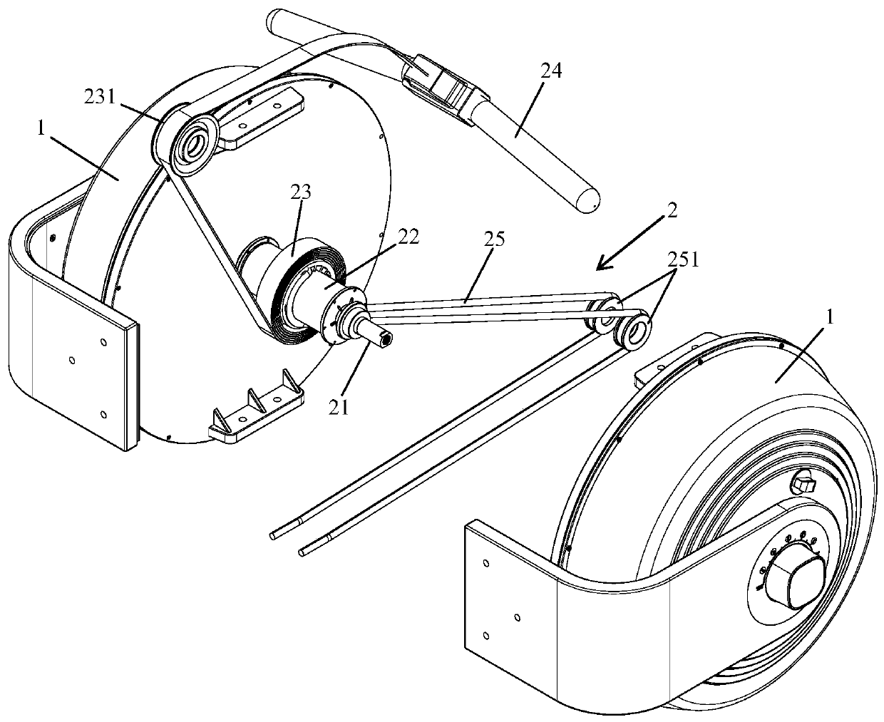 A water resistance rowing fitness machine