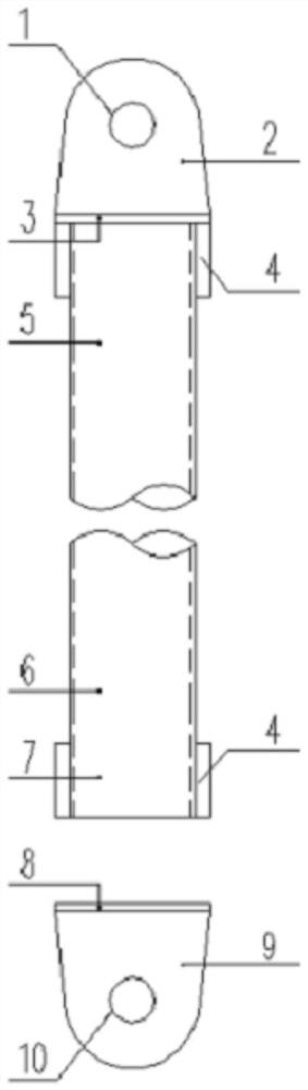 Pre-overlong V-shaped support device of cable-supported grid structure and mounting method of pre-overlong V-shaped support device