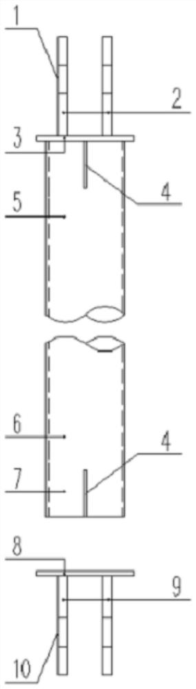 Pre-overlong V-shaped support device of cable-supported grid structure and mounting method of pre-overlong V-shaped support device