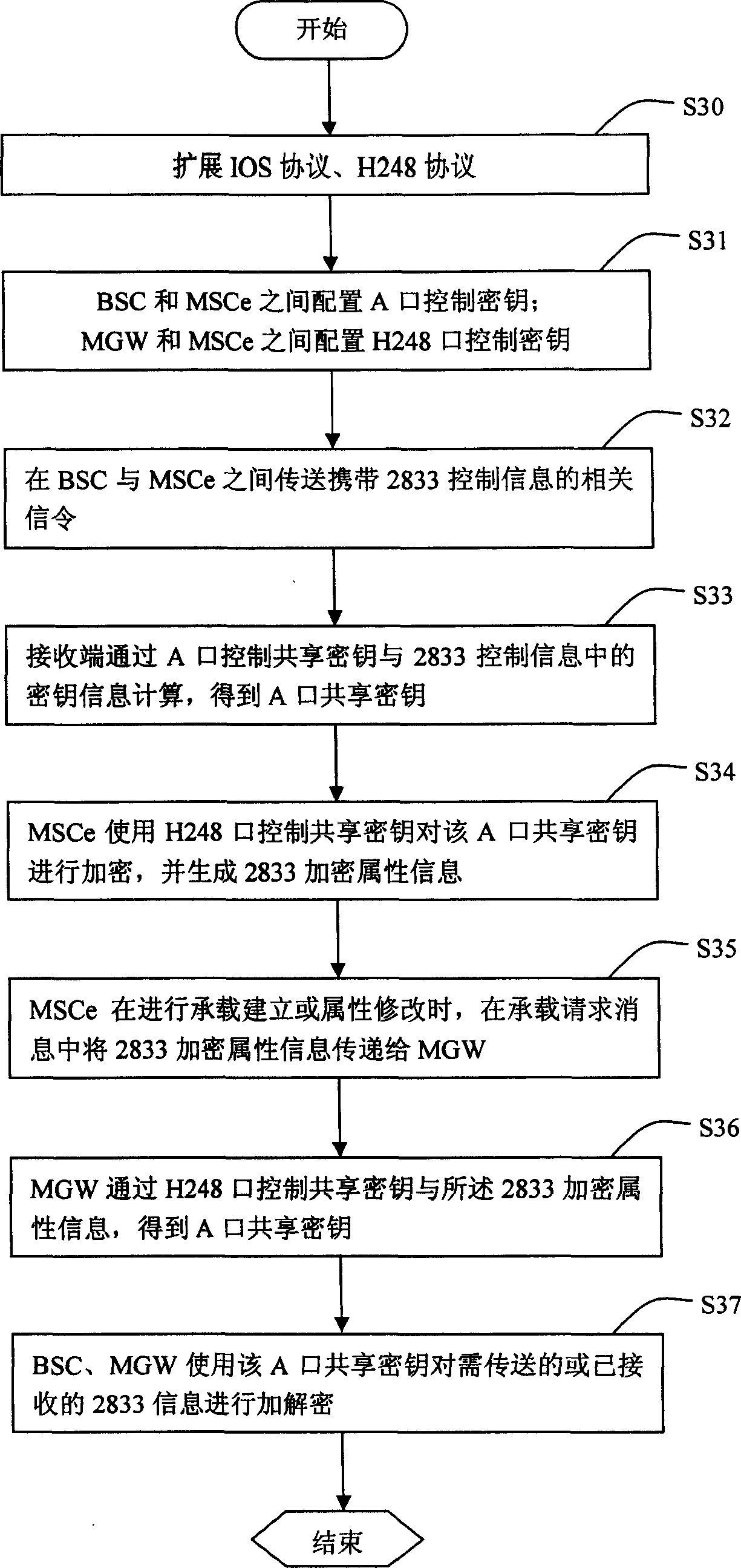 Method for carrying out encryption transfer on 2833 information in CDMA