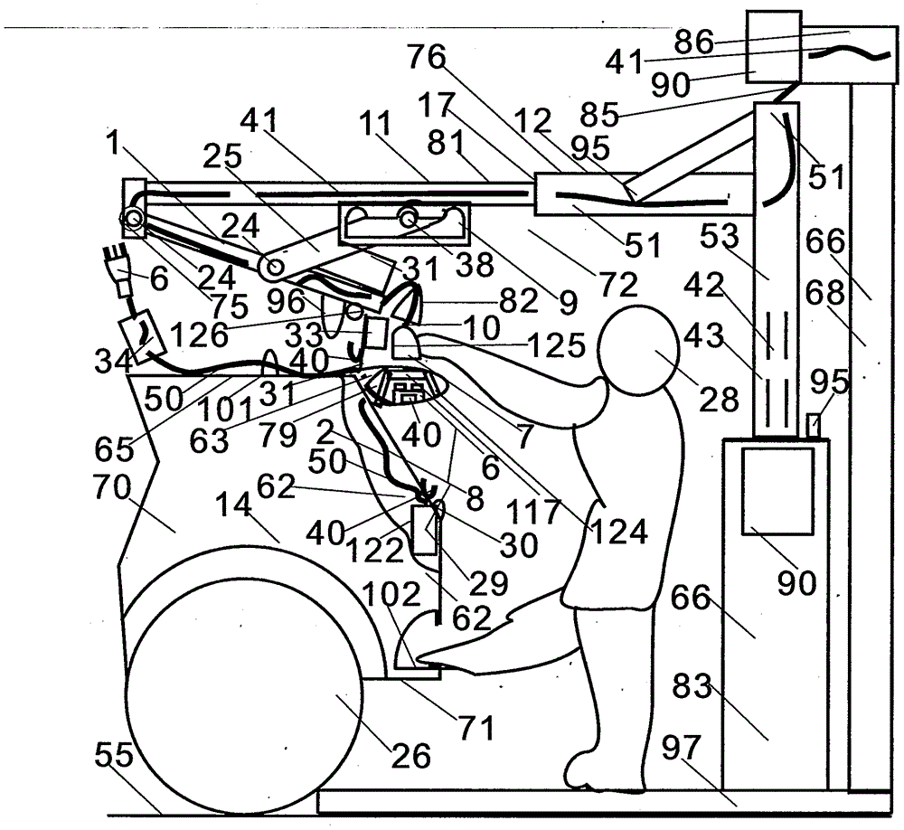 Charging system combining power integrated body of inner space of vehicle and outer charging suspension