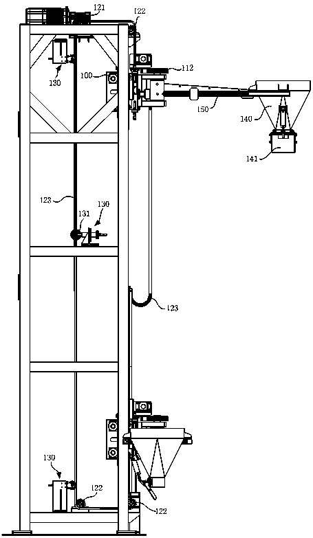 Hopper lifting device, automatic chemical filling system and one-step rubber fining production system