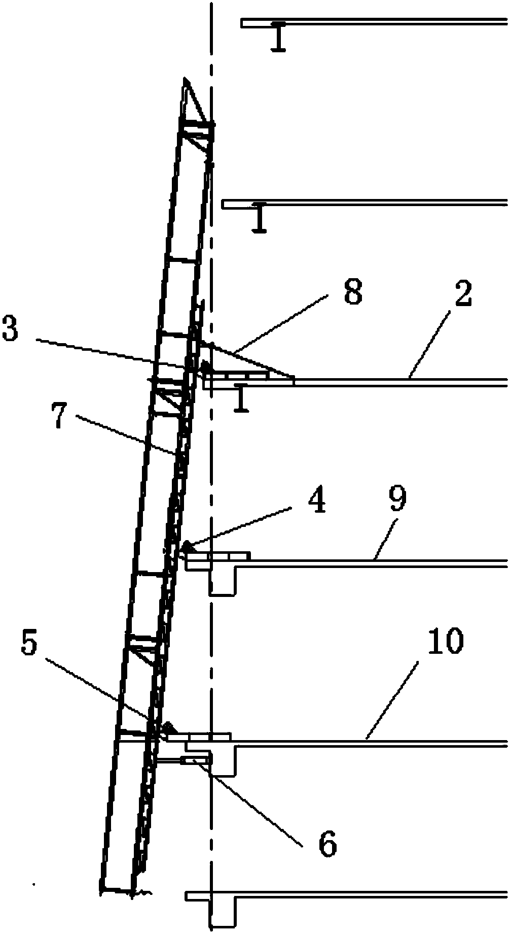 Angle regulating device and angle regulating method in integrated frame lifting process