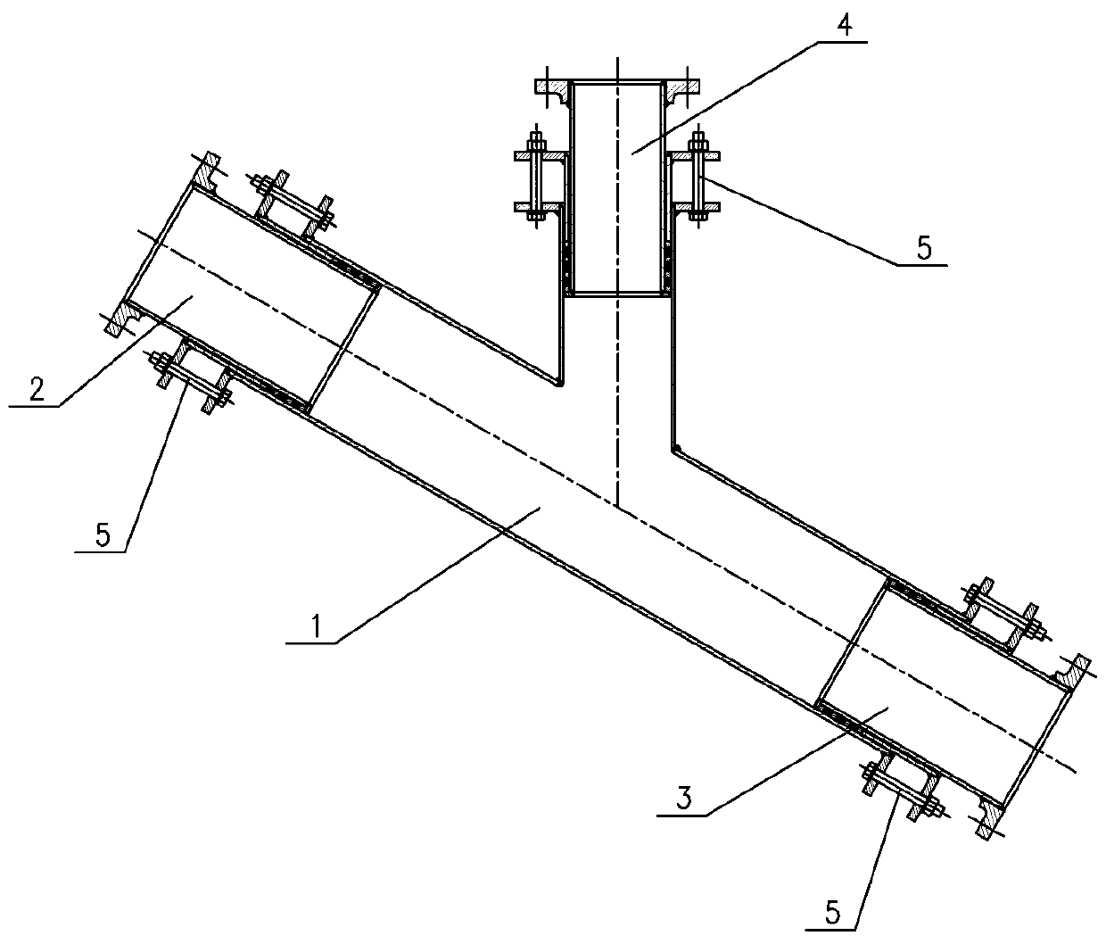 Tee pipe connecting structure