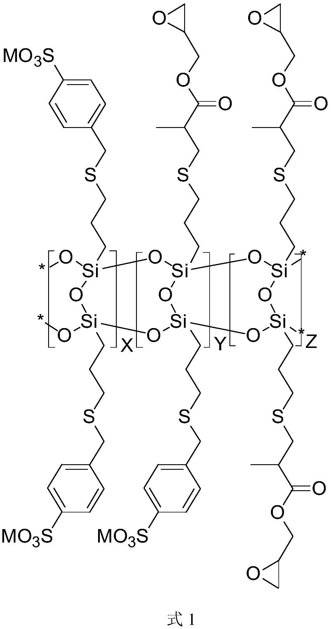 Epoxy group containing polysilsesquioxane sulfonate, and preparation method and applications thereof