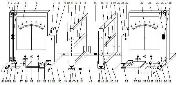 Electrified parallel wire frame interaction demonstration instrument