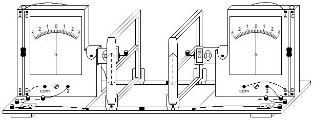 Electrified parallel wire frame interaction demonstration instrument