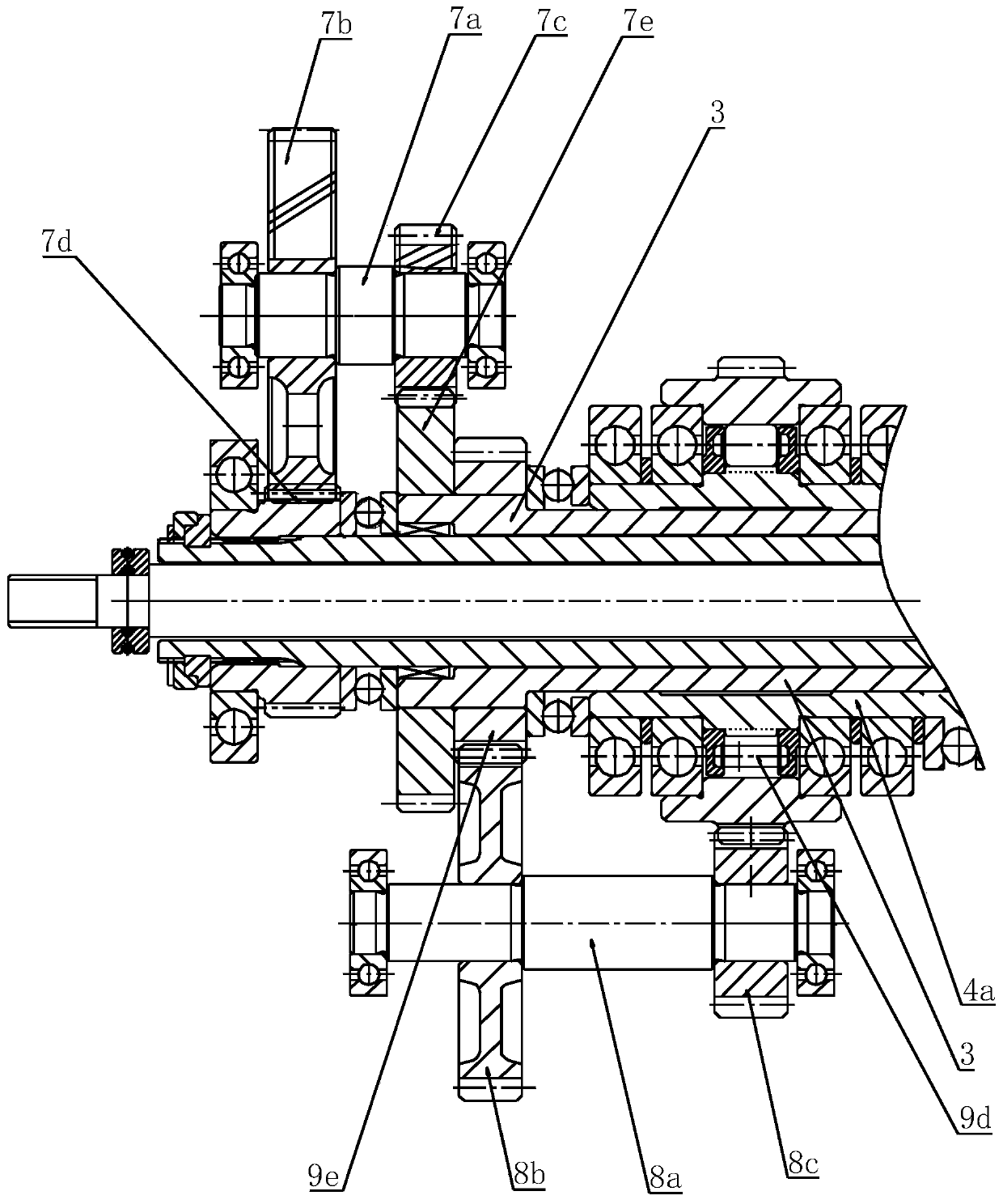 Coaxial multi-layer multi-stage type self-adaptive two-gear speed control system