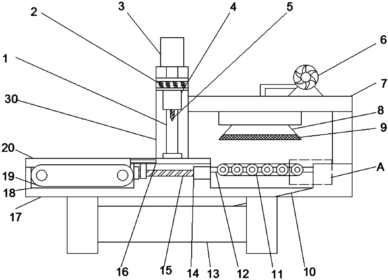 Vehicle brake disc conveying drilling device