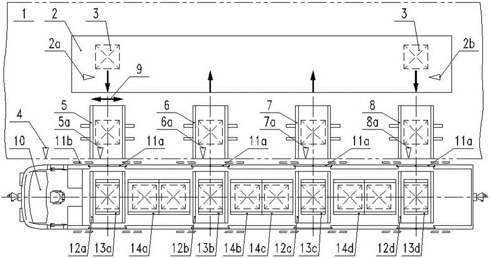 Automatic luggage container conveying method and device used for transportation vehicles