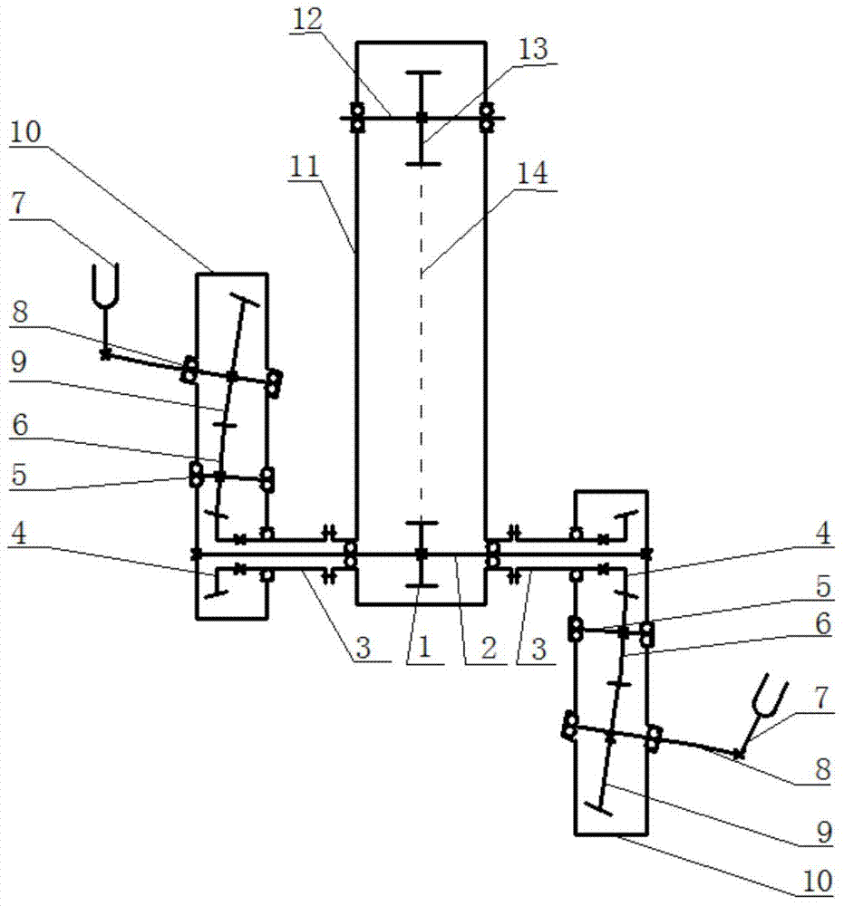 Three-non-bevel-gear planetary-gear-train wide-narrow-row-spaced oblique-Z-shaped maize transplanting mechanism