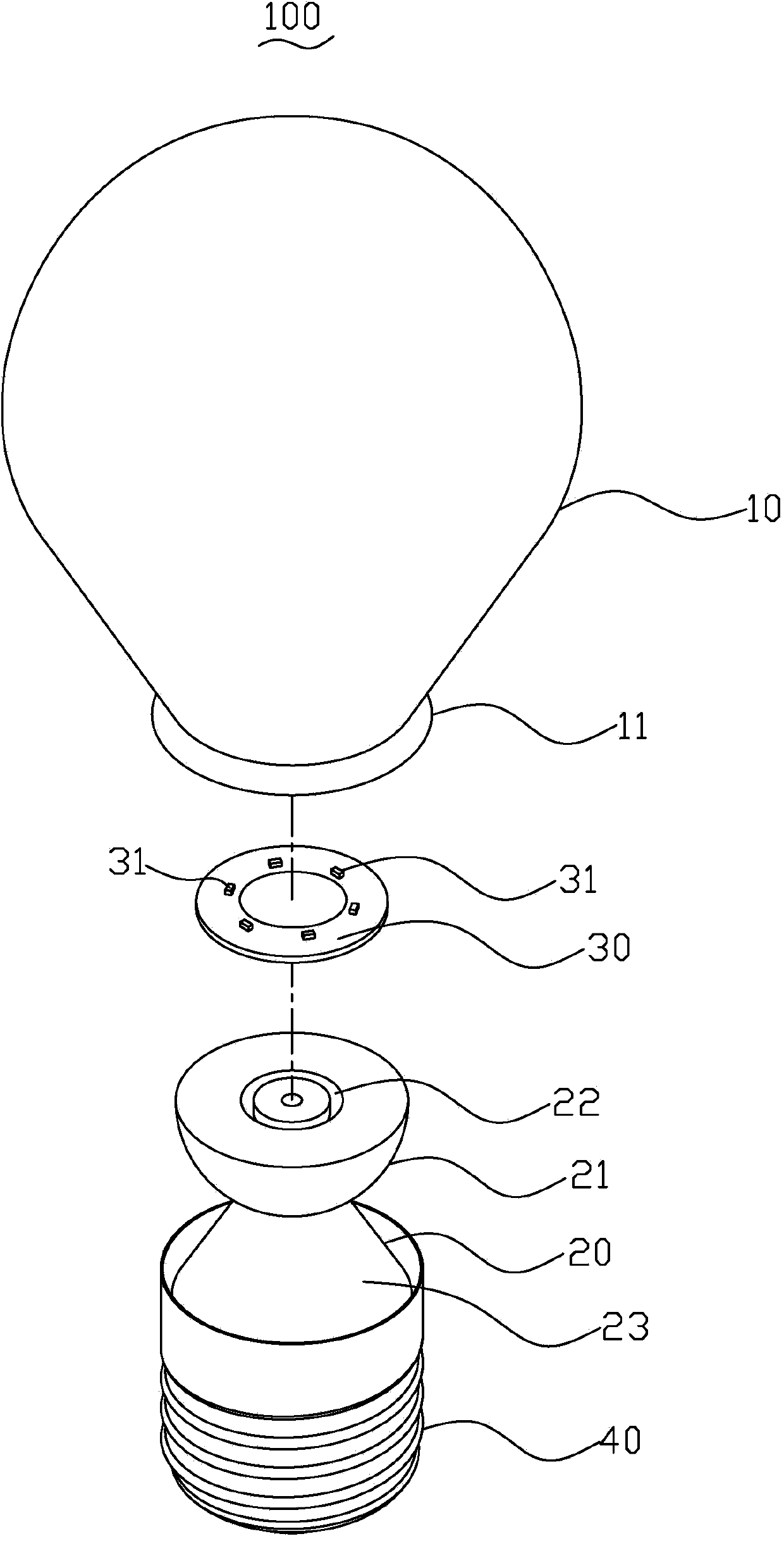 Large-angle LED (light emitting diode) bulb lamp