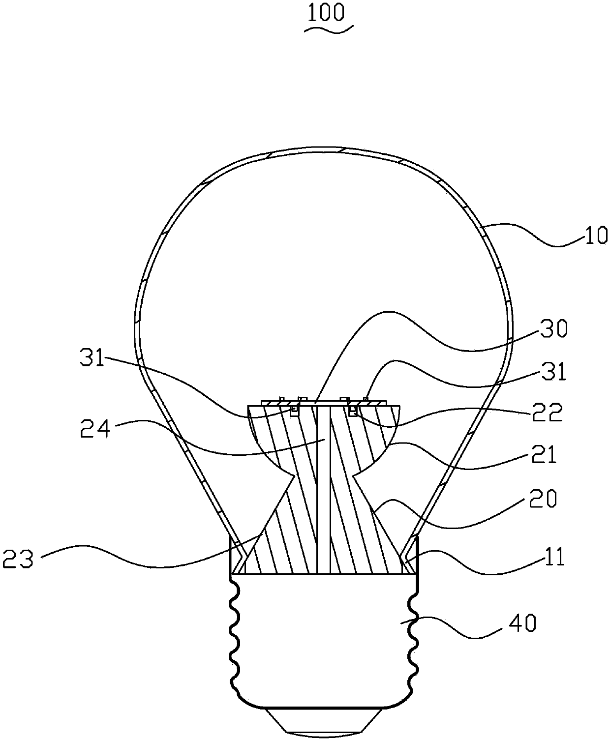 Large-angle LED (light emitting diode) bulb lamp