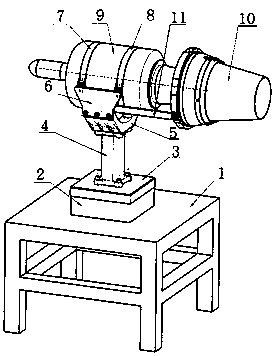 Small-sized turbojet engine thrust vectoring nozzle testing platform