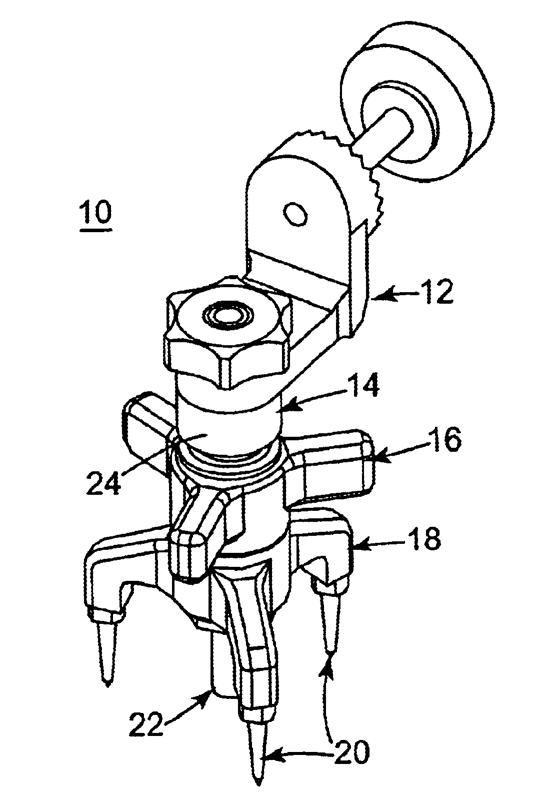 Surgical reference frame fixation device with cannulated post and method of use