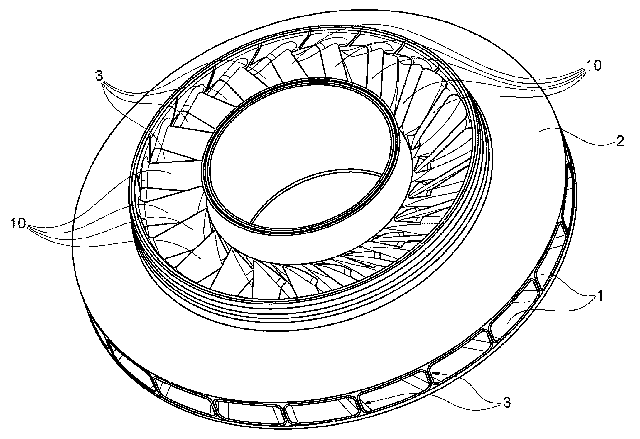 Impeller with protection elements and centrifugal compressor