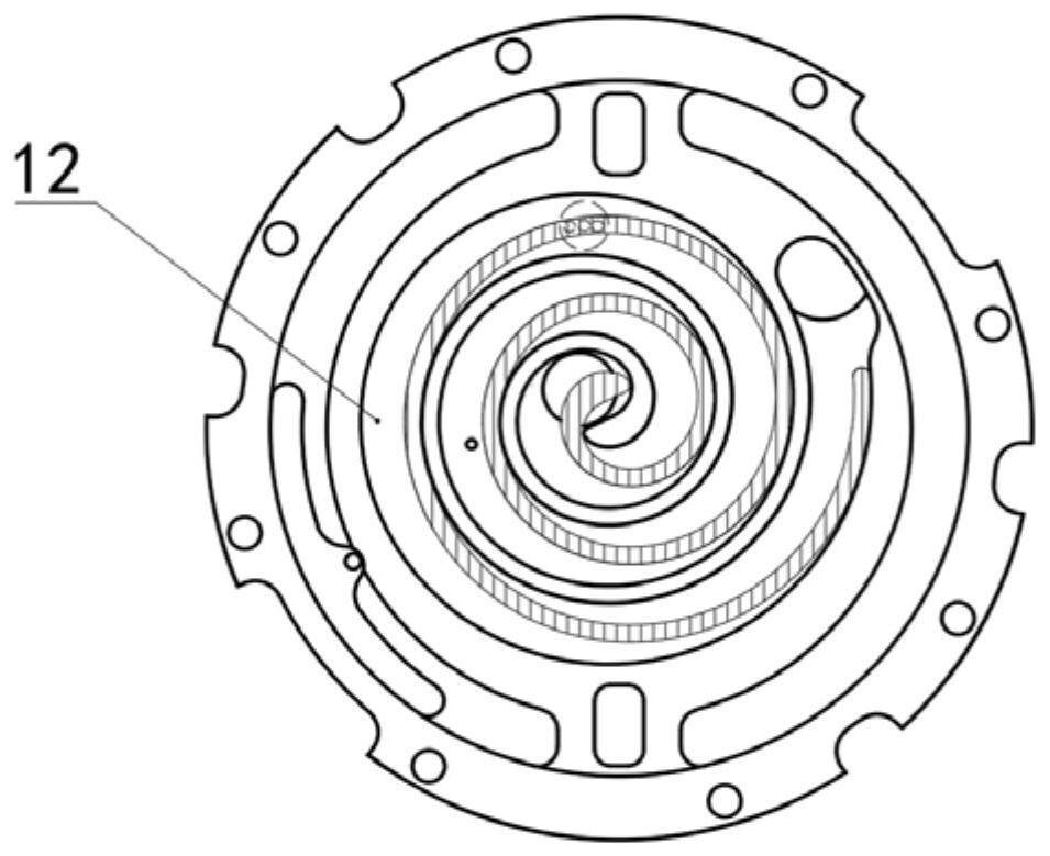 Horizontal enhanced vapor injection compressor with asymmetric extension angle scroll plate