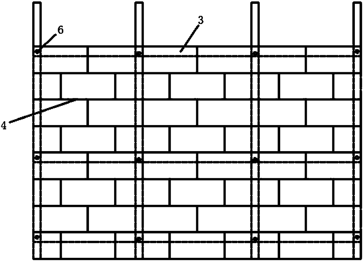 Reinforcing method of hollow brick masonry structure