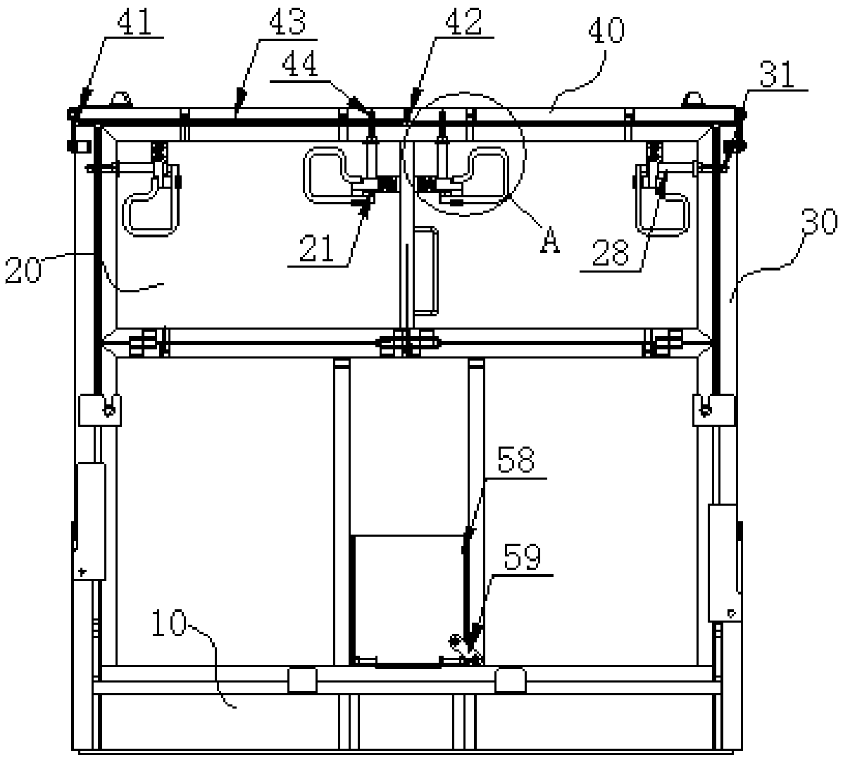 Folding liquid transferring box facilitating mounting of liquid draining pipe