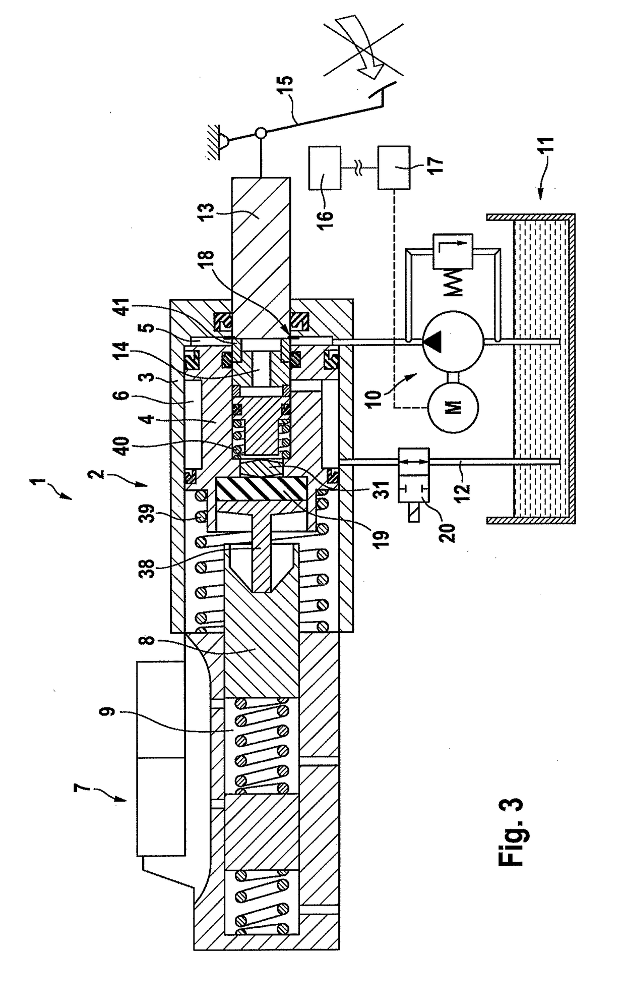 Braking device for a hydraulic motor vehicle brake system