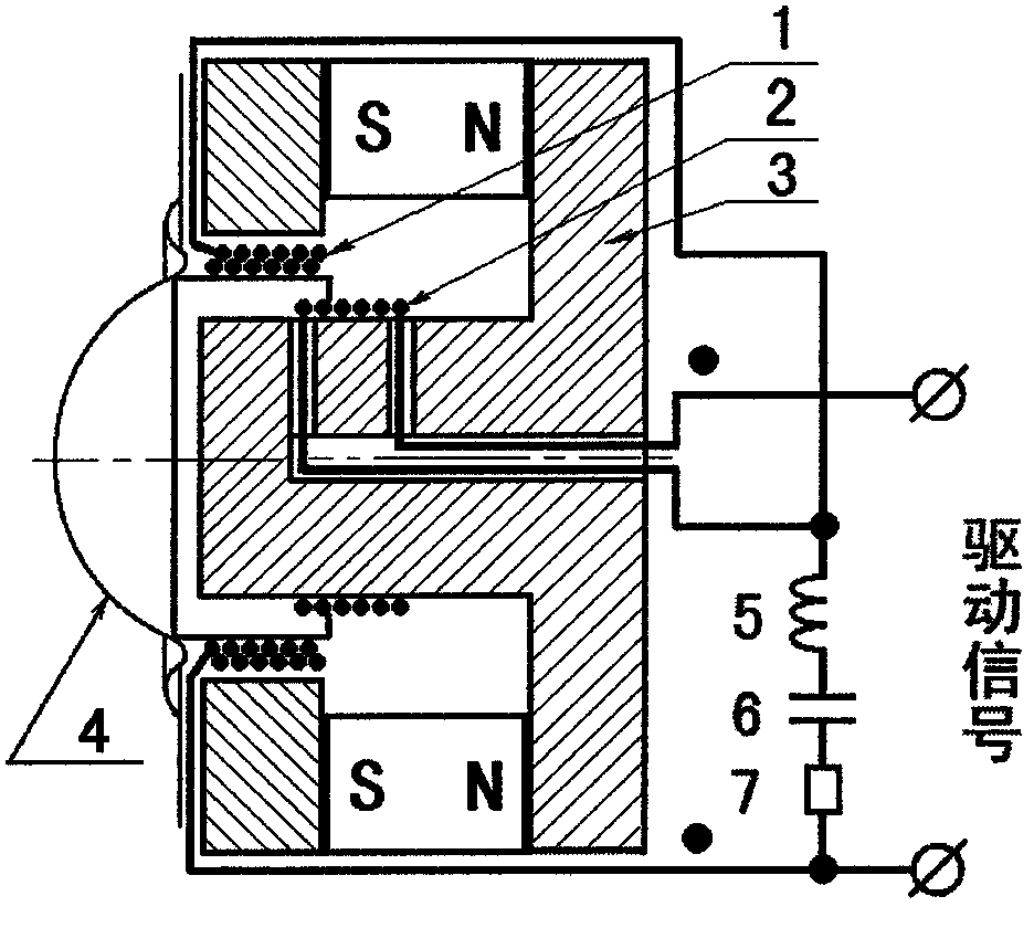 Hysteresis-free electrodynamic transducer with motional impedance rectifying return circuit