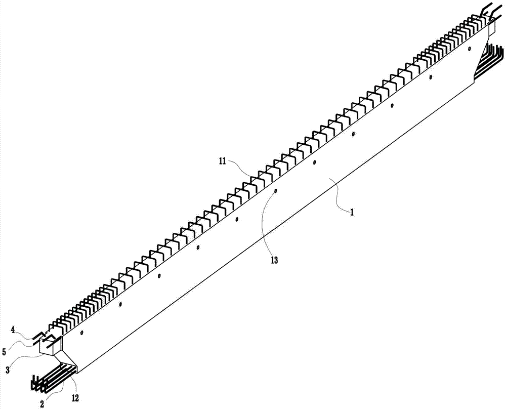 Precast pre-stressed beam with shelving corbel outs