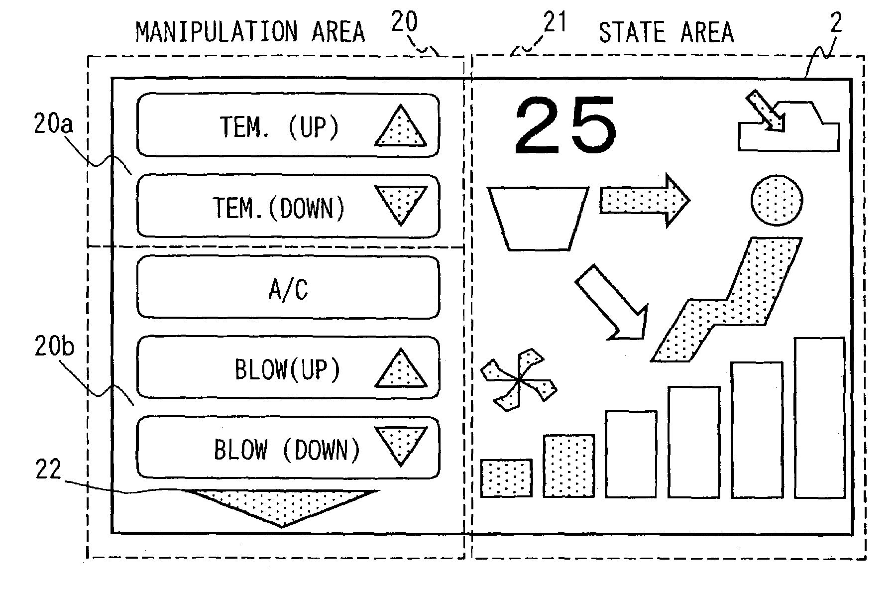 In-vehicle-device control system varying manipulation item display