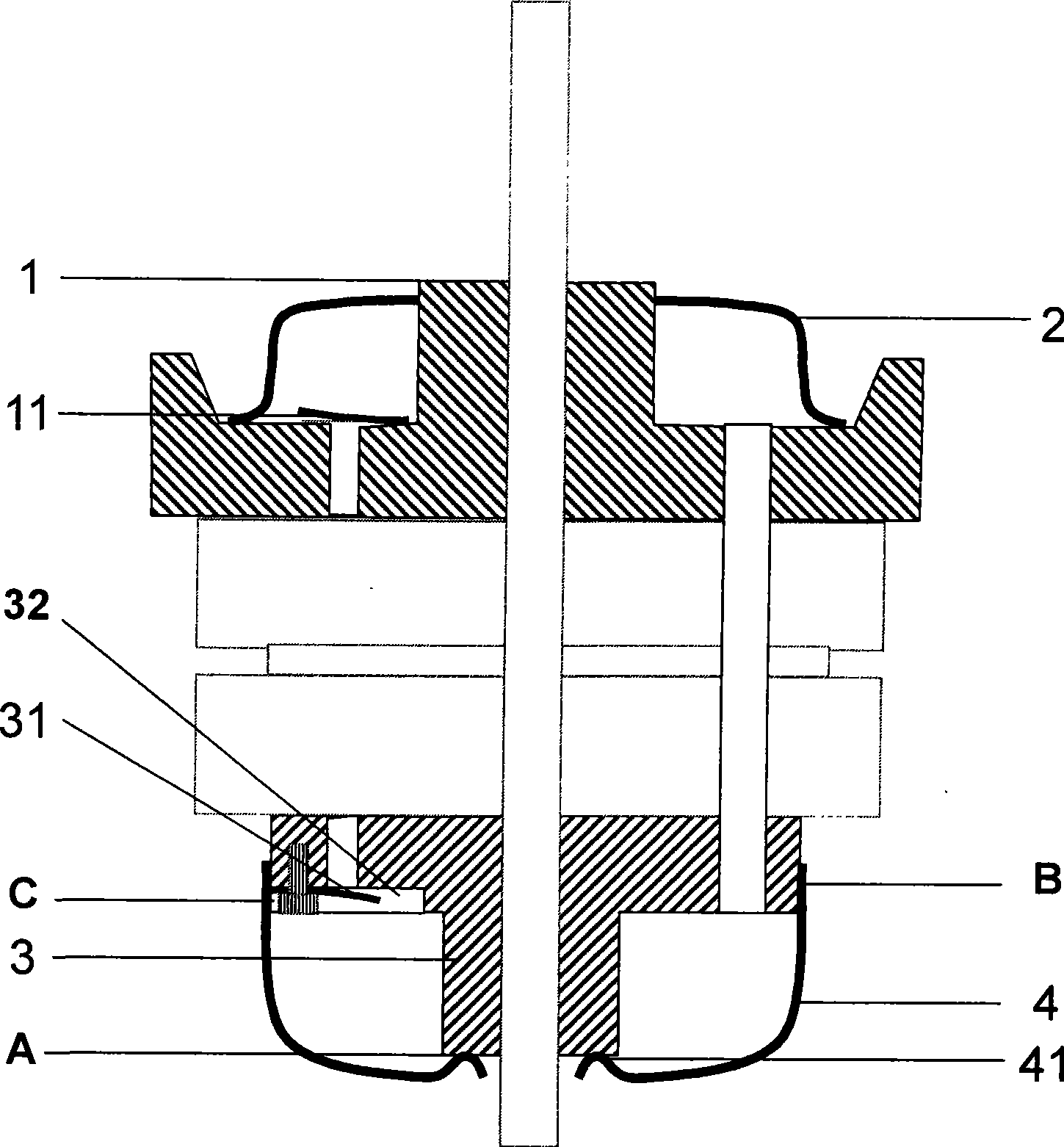 Sealing structure of duplex cylinder compressor lower bearing and lower silencer