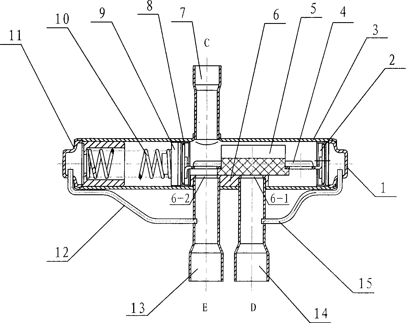 Self-powering three-way change valve