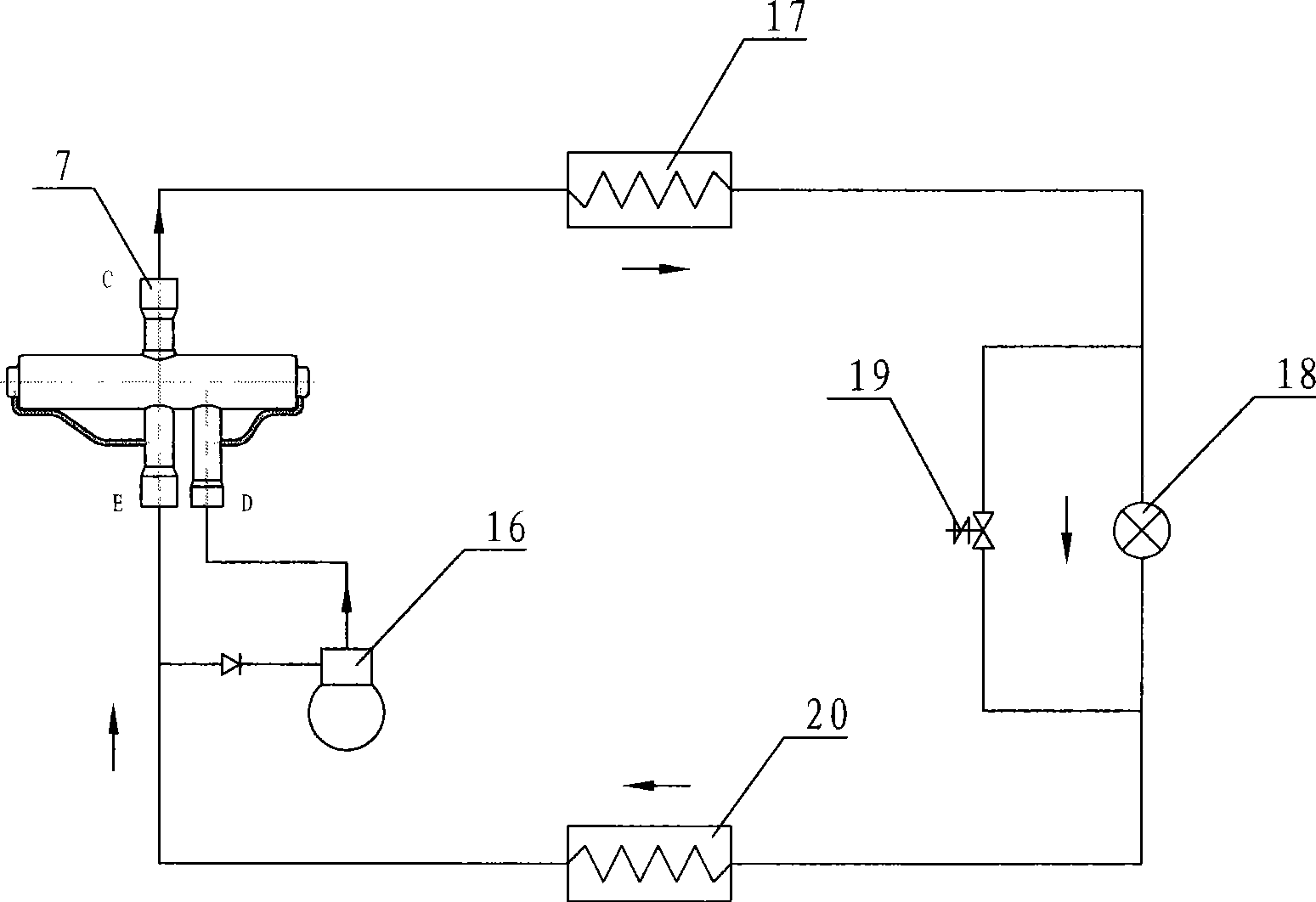 Self-powering three-way change valve