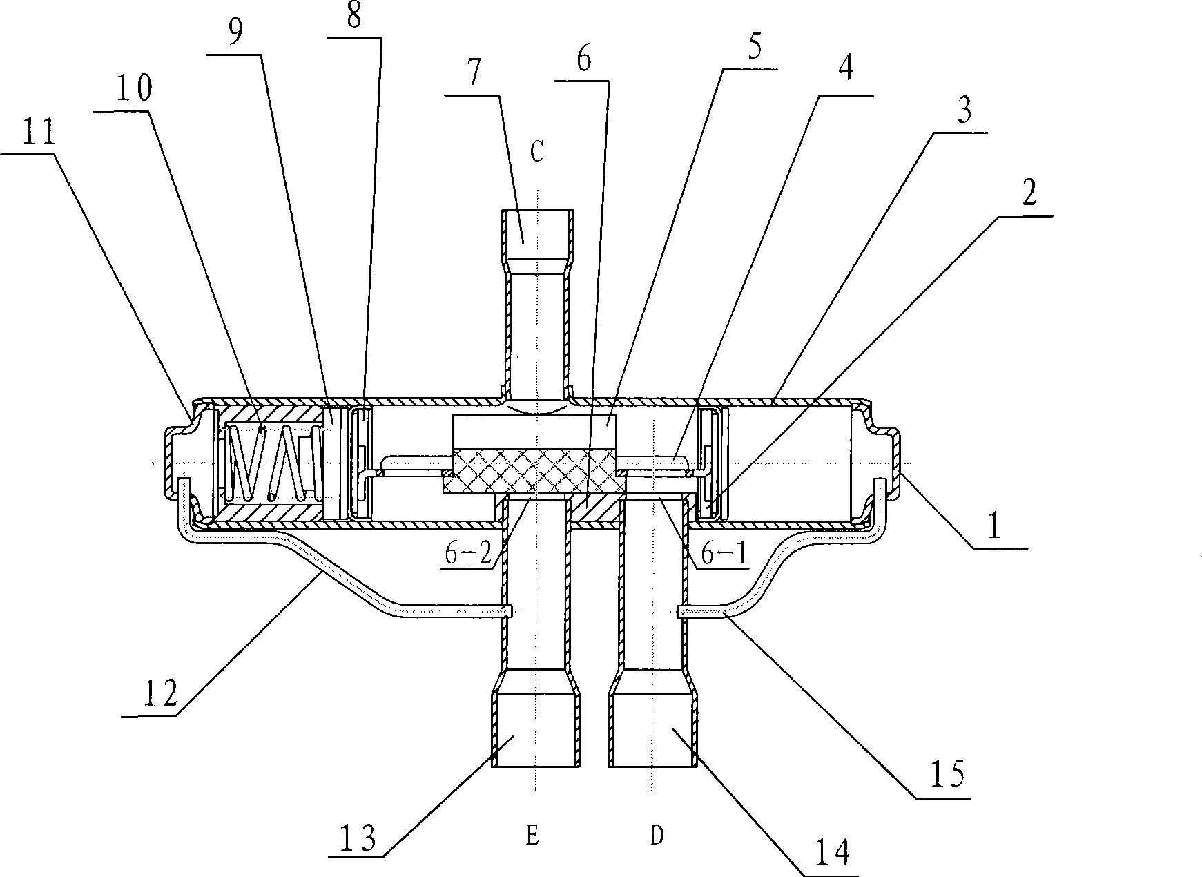 Self-powering three-way change valve