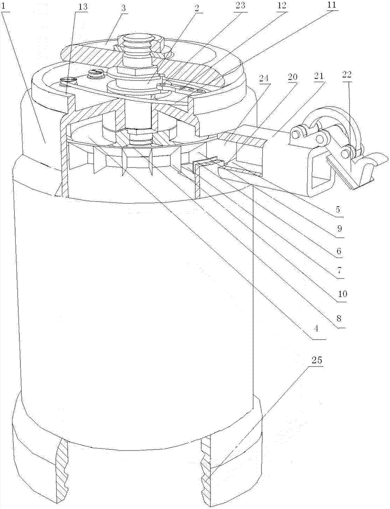 Quantifying device used for outputting powder or granular material