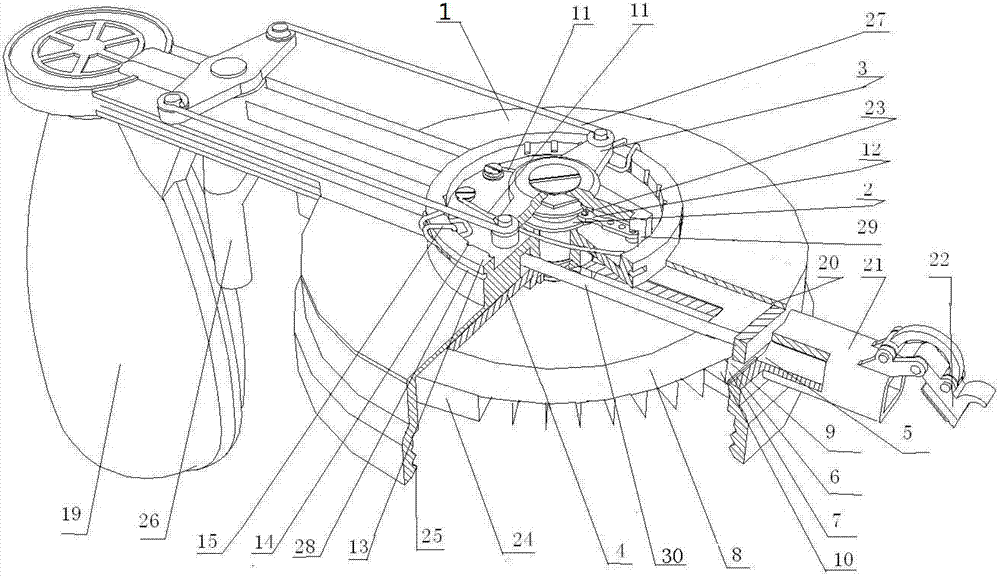 Quantifying device used for outputting powder or granular material