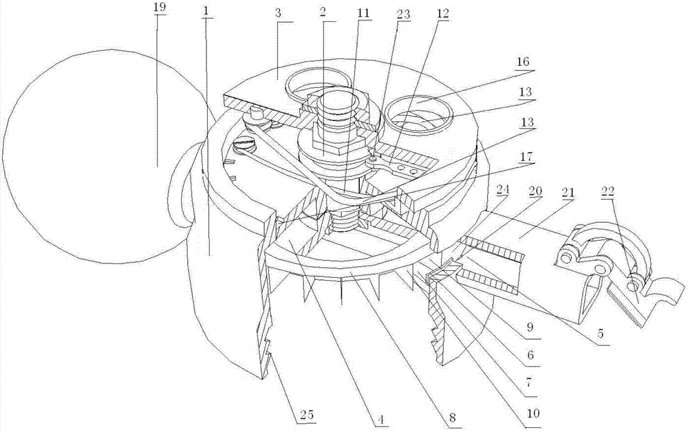 Quantifying device used for outputting powder or granular material