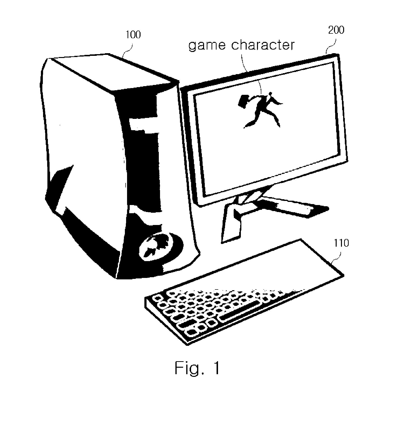 Device and method for controlling the movement of a game character