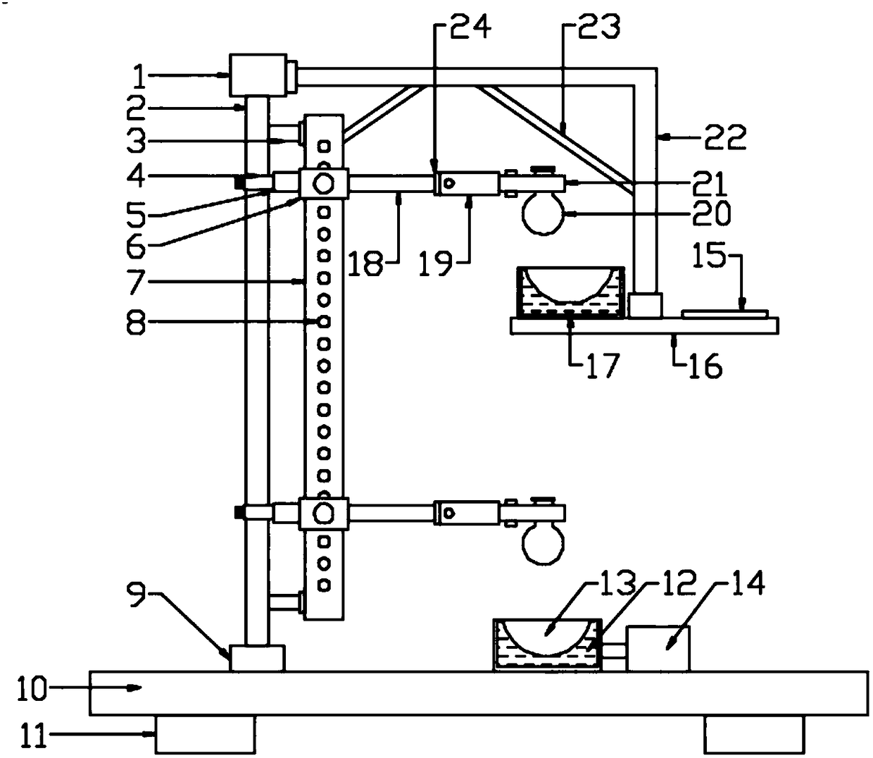 Iron support with adjustable height for inorganic chemical experimental teaching