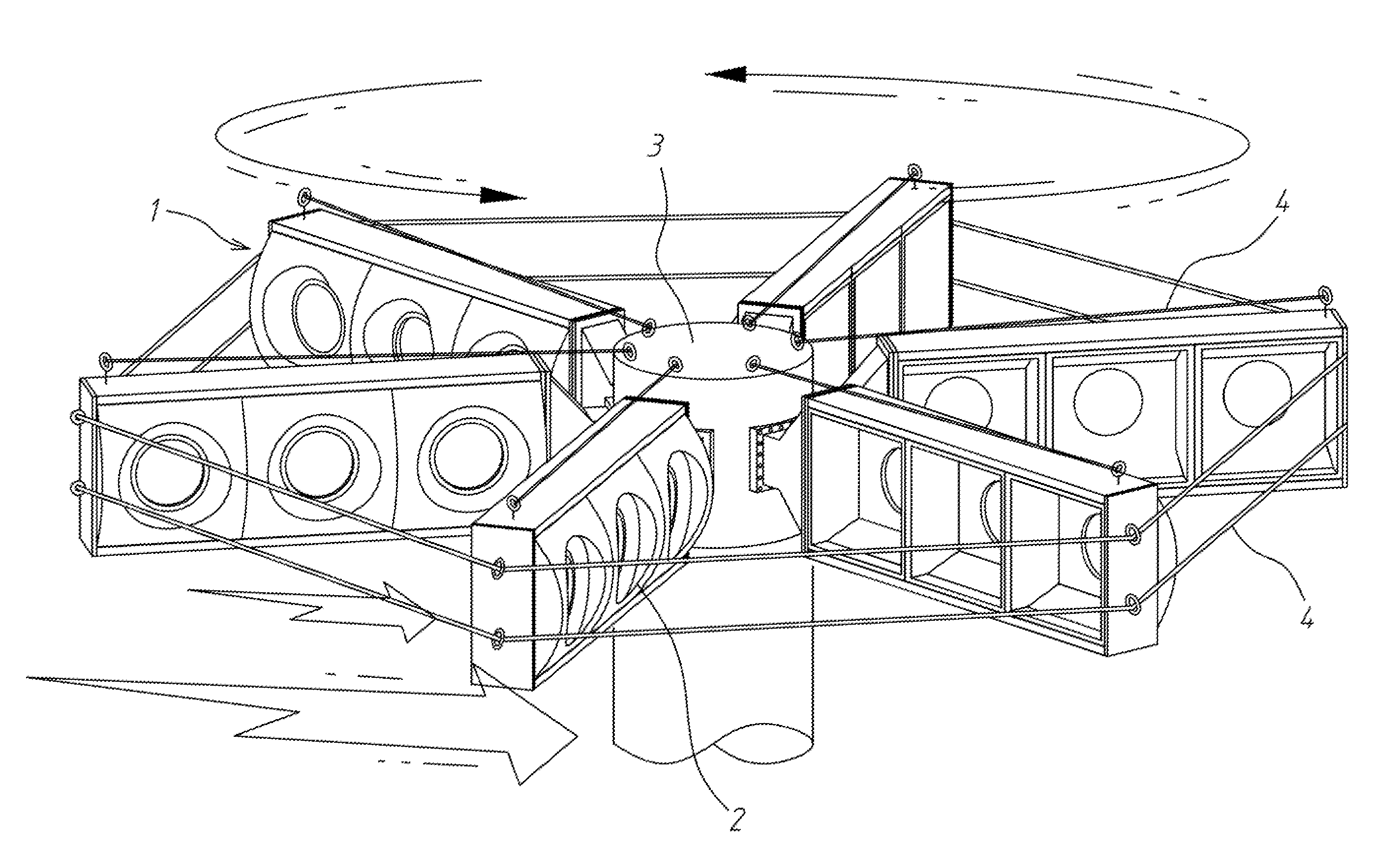 Sectional vane for vertical axis wind power generator