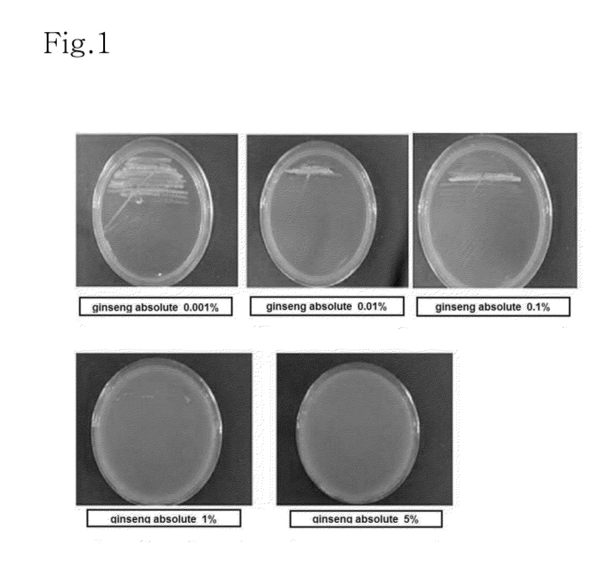 Soap composition for treating acne containing absolute ginseng essential oil