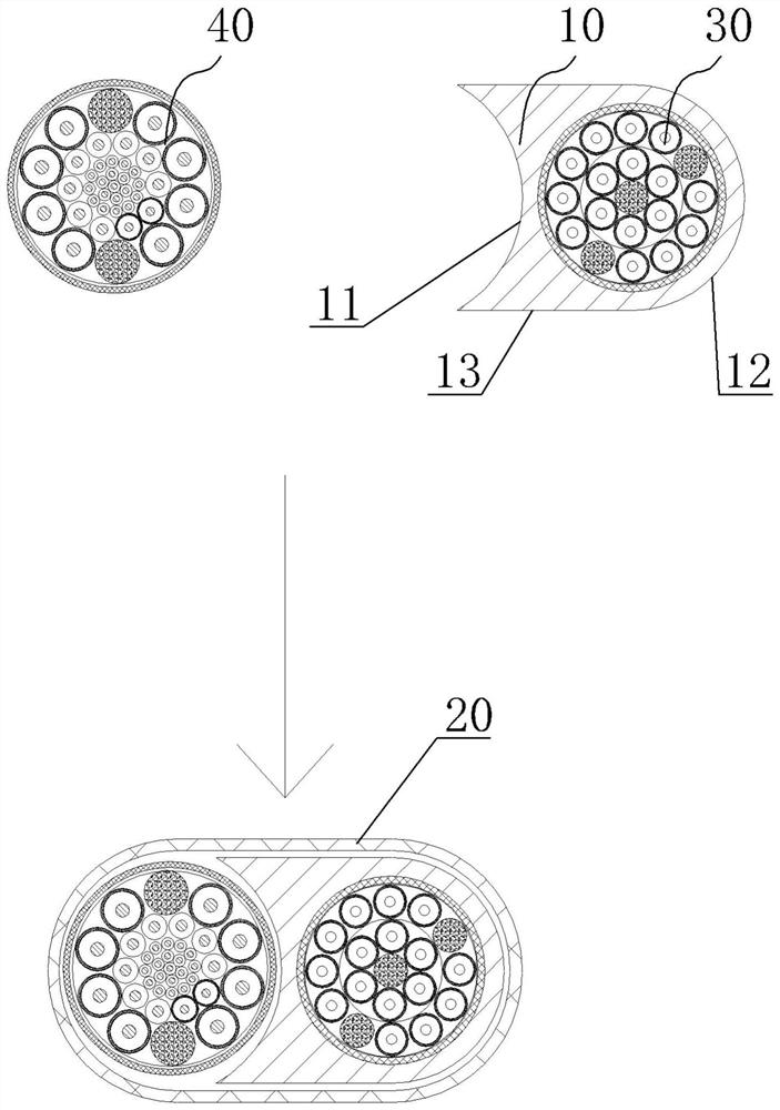 Embedded special-shaped side-by-side cable