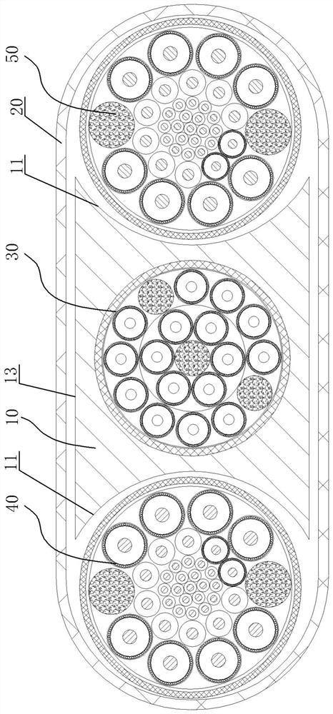 Embedded special-shaped side-by-side cable