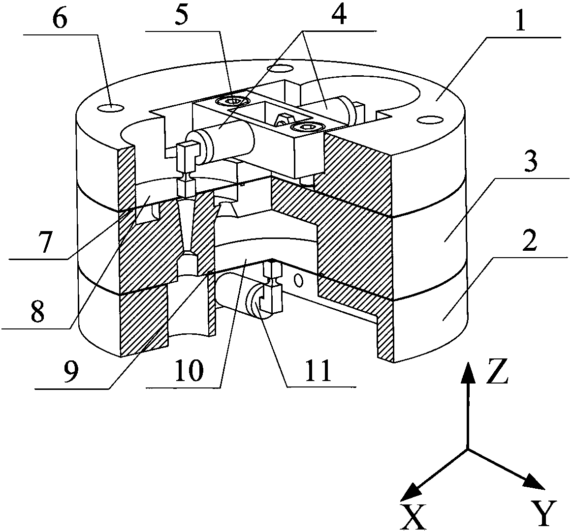 Multi-cavity bidirectional piezoelectric pump excited by piezoelectric transducer and pumping method thereof